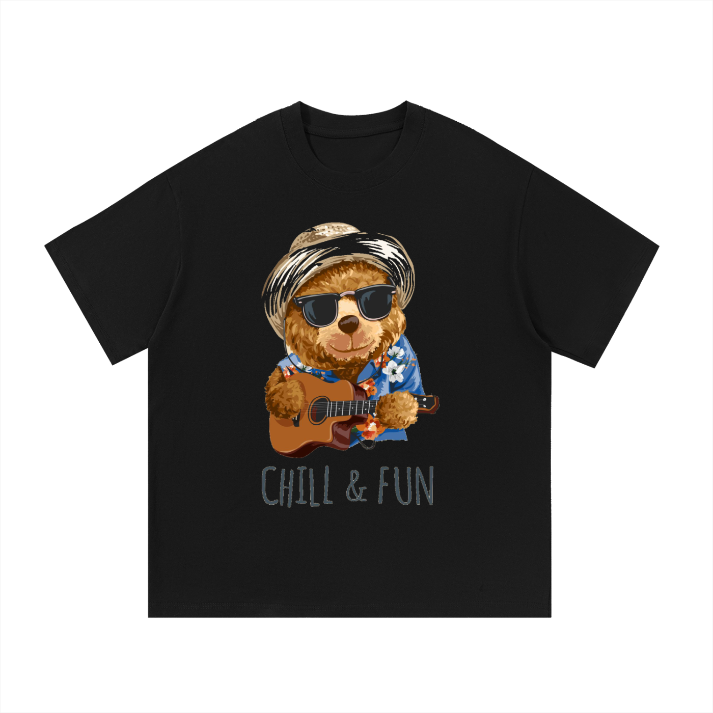 streetwear,oversized,tshirt,unisex,teddybear,coolbear,chillandfun,guitarbear,summervibes